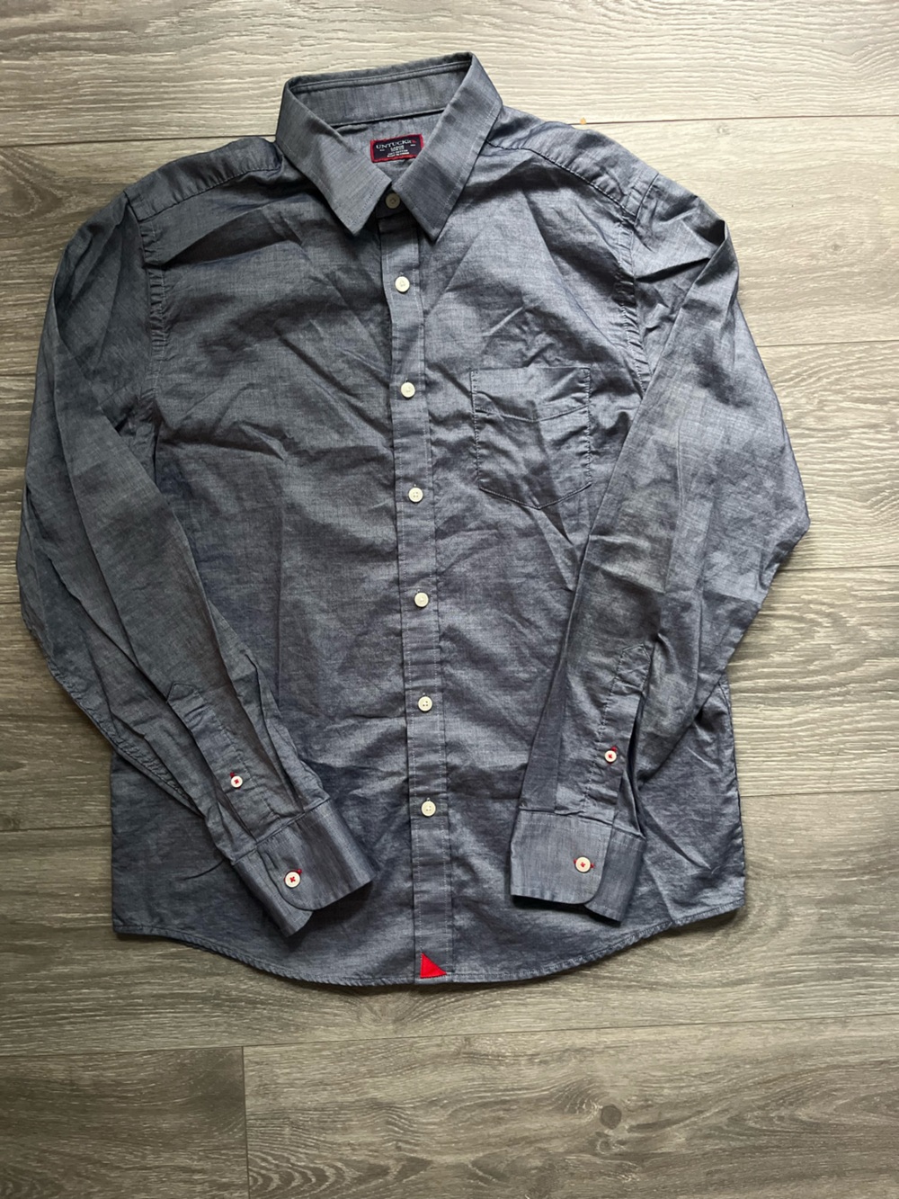 Untuckit Men’s Blue Long Sleeve 100% Cotton Casual Button Down Preppy Size L